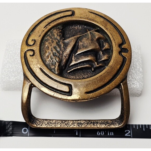 VTG GLORY OF THE SEAS Belt Buckle Solid Brass Tech Ether 1974 Nautical USA VGC! - Picture 7 of 9